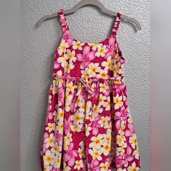 Girl's Pacific Legend Hibiscus  Plumeria Hawaiian Bungee Dress    Size 7/8 - Picture 3 of 5